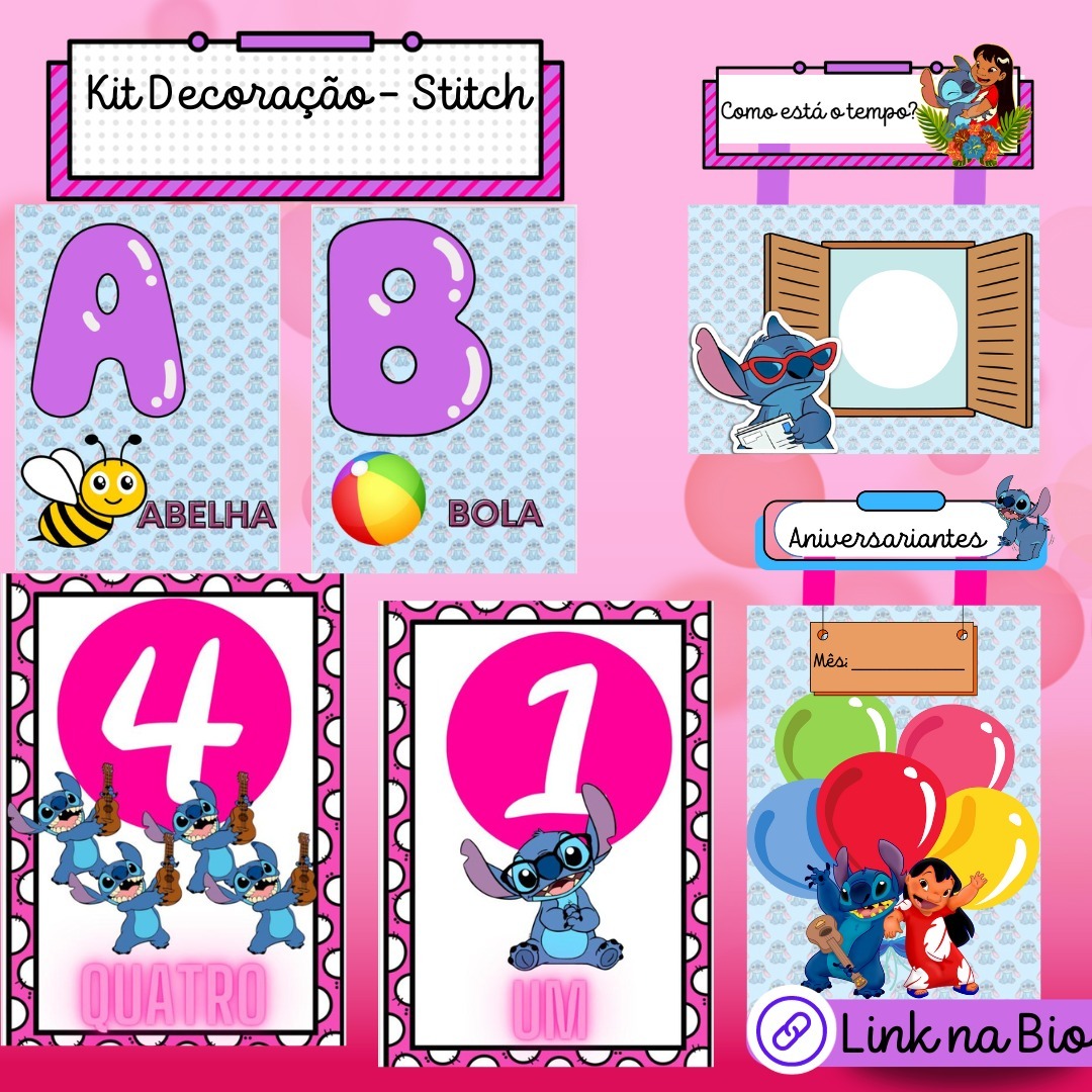 Kit Decoração de Sala - Stich