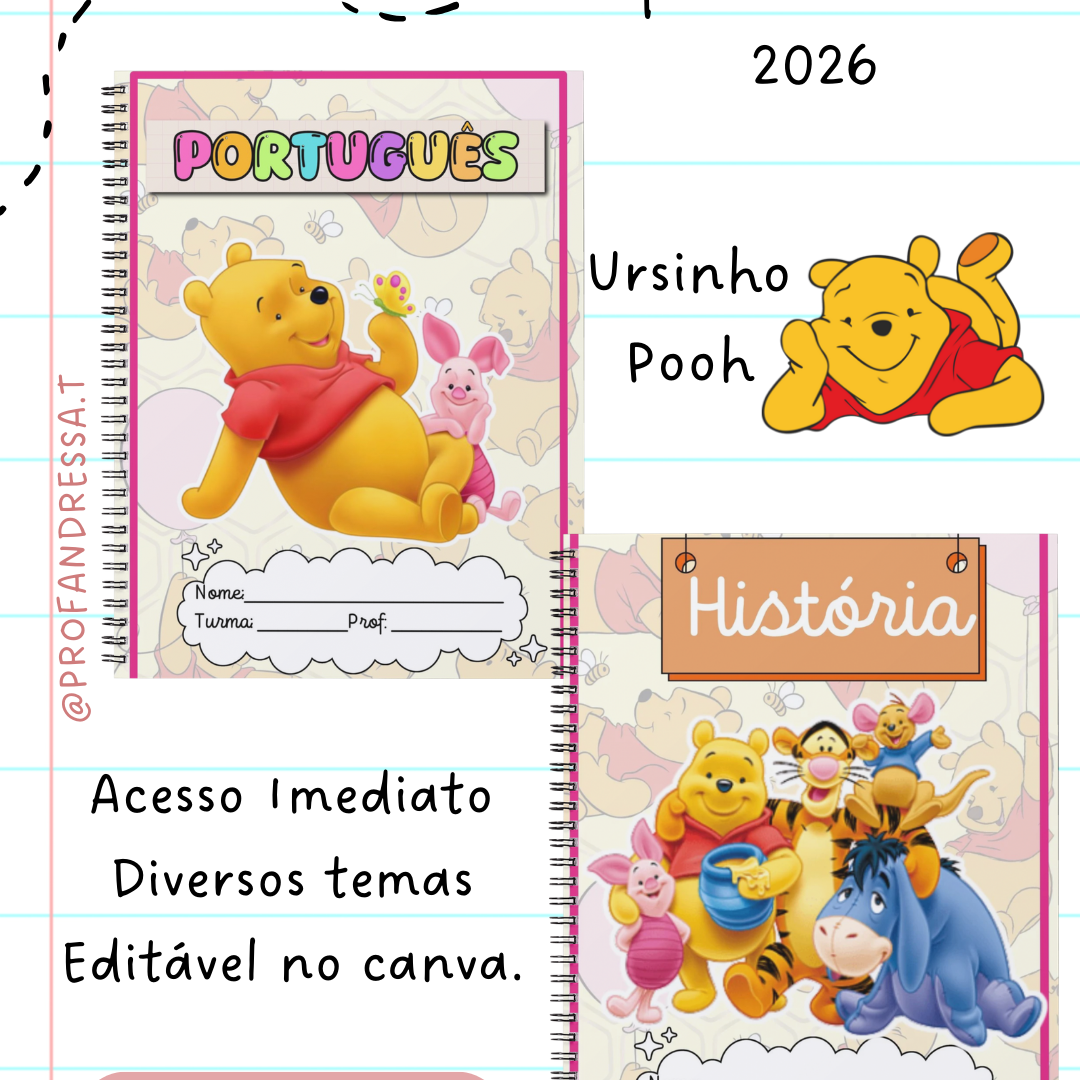 Capas de Caderno Ursinho Pooh