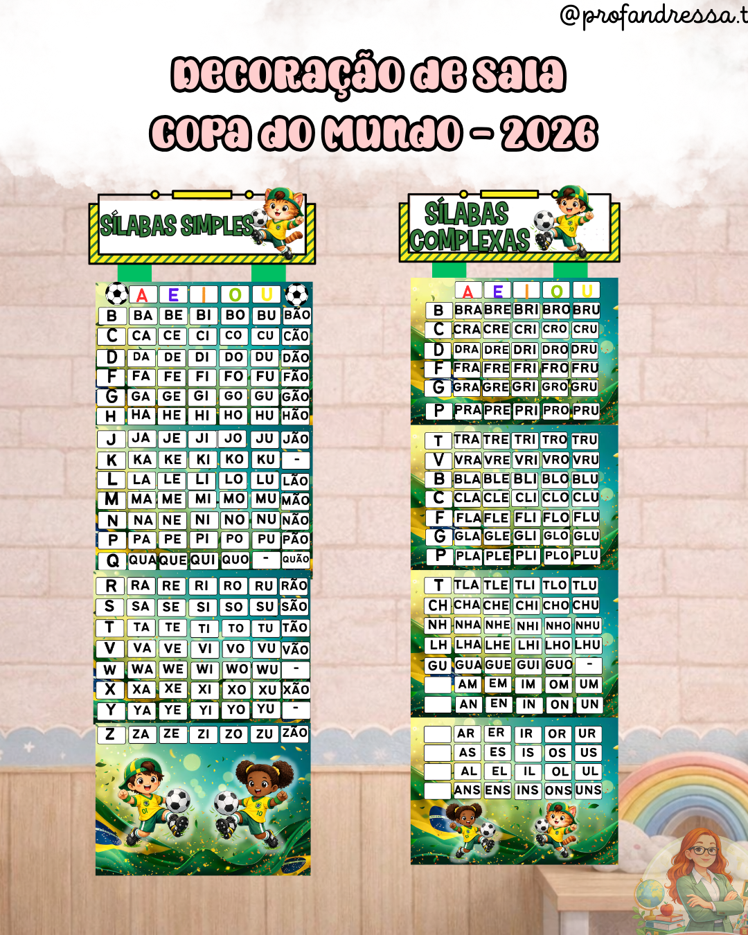 Kit Decoração de Sala Copa do Mundo 2026 – Professora Andressa Terra